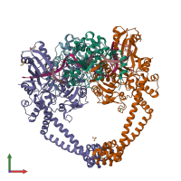 PDB entry 6fqs coloured by chain, front view.