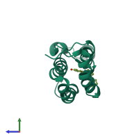 PDB entry 6fqu coloured by chain, side view.