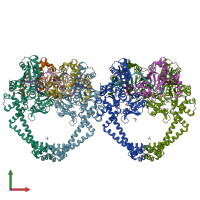 PDB entry 6fqv coloured by chain, front view.