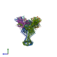 PDB entry 6fqv coloured by chain, side view.