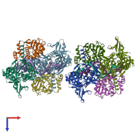 PDB entry 6fqv coloured by chain, top view.