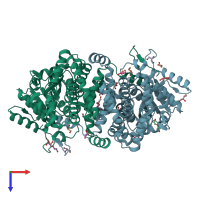 PDB entry 6fqz coloured by chain, top view.