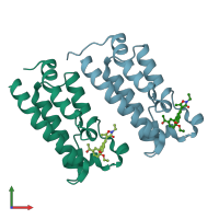 PDB entry 6fr0 coloured by chain, front view.