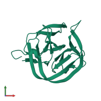PDB entry 6fre coloured by chain, front view.