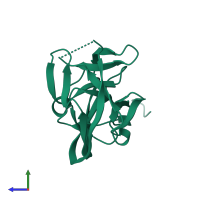 PDB entry 6fre coloured by chain, side view.