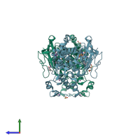 PDB entry 6ft7 coloured by chain, side view.