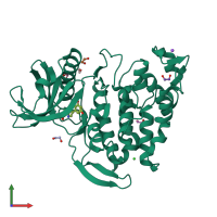 PDB entry 6ft8 coloured by chain, front view.