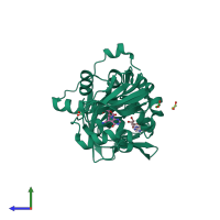 PDB entry 6ftf coloured by chain, side view.