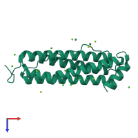 PDB entry 6ftv coloured by chain, top view.