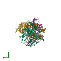 PDB entry 6ftx coloured by chain, side view.