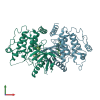 PDB entry 6fu5 coloured by chain, front view.