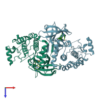 PDB entry 6fu5 coloured by chain, top view.