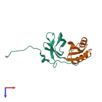 PDB entry 6fub coloured by chain, top view.