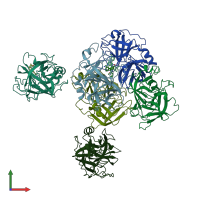 PDB entry 6fuj coloured by chain, front view.