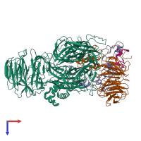 PDB entry 6fuw coloured by chain, top view.