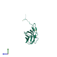 PDB entry 6fvi coloured by chain, side view.