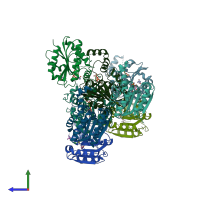 PDB entry 6fvj coloured by chain, side view.