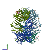 PDB entry 6fvl coloured by chain, side view.