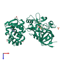 PDB entry 6fw2 coloured by chain, top view.