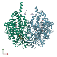 PDB entry 6fwc coloured by chain, front view.