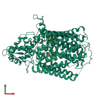 PDB entry 6fwf coloured by chain, front view.