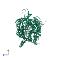 PDB entry 6fwf coloured by chain, side view.