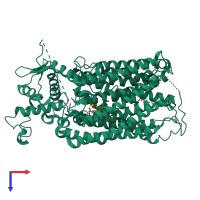 PDB entry 6fwf coloured by chain, top view.