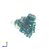 PDB entry 6fwk coloured by chain, side view.