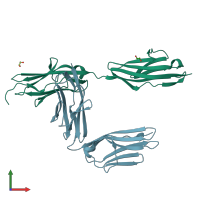 PDB entry 6fwx coloured by chain, front view.