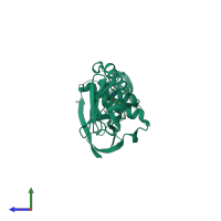 PDB entry 6fx6 coloured by chain, side view.