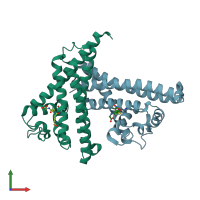 PDB entry 6fxe coloured by chain, front view.