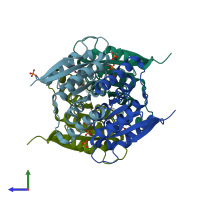 PDB entry 6fxl coloured by chain, side view.