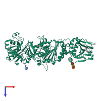 PDB entry 6fxm coloured by chain, top view.