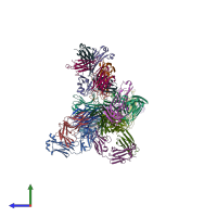 PDB entry 6fxn coloured by chain, side view.