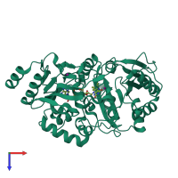 PDB entry 6fy9 coloured by chain, top view.