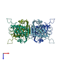 PDB entry 6fym coloured by chain, top view.