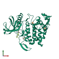 PDB entry 6fyo coloured by chain, front view.