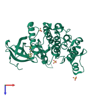 PDB entry 6fyo coloured by chain, top view.