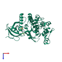 PDB entry 6fyp coloured by chain, top view.