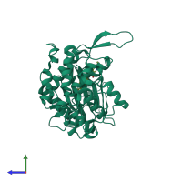 PDB entry 6fyr coloured by chain, side view.