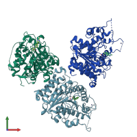 PDB entry 6fyz coloured by chain, front view.