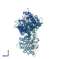 PDB entry 6fyz coloured by chain, side view.