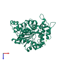 PDB entry 6fz1 coloured by chain, top view.