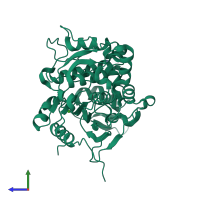 PDB entry 6fz8 coloured by chain, side view.