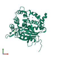 PDB entry 6fz9 coloured by chain, front view.