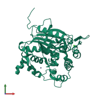 PDB entry 6fza coloured by chain, front view.