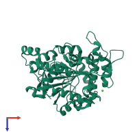 PDB entry 6fza coloured by chain, top view.