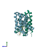 PDB entry 6fzn coloured by chain, side view.