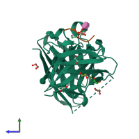 PDB entry 6fzq coloured by chain, side view.