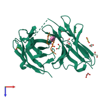 PDB entry 6fzq coloured by chain, top view.
